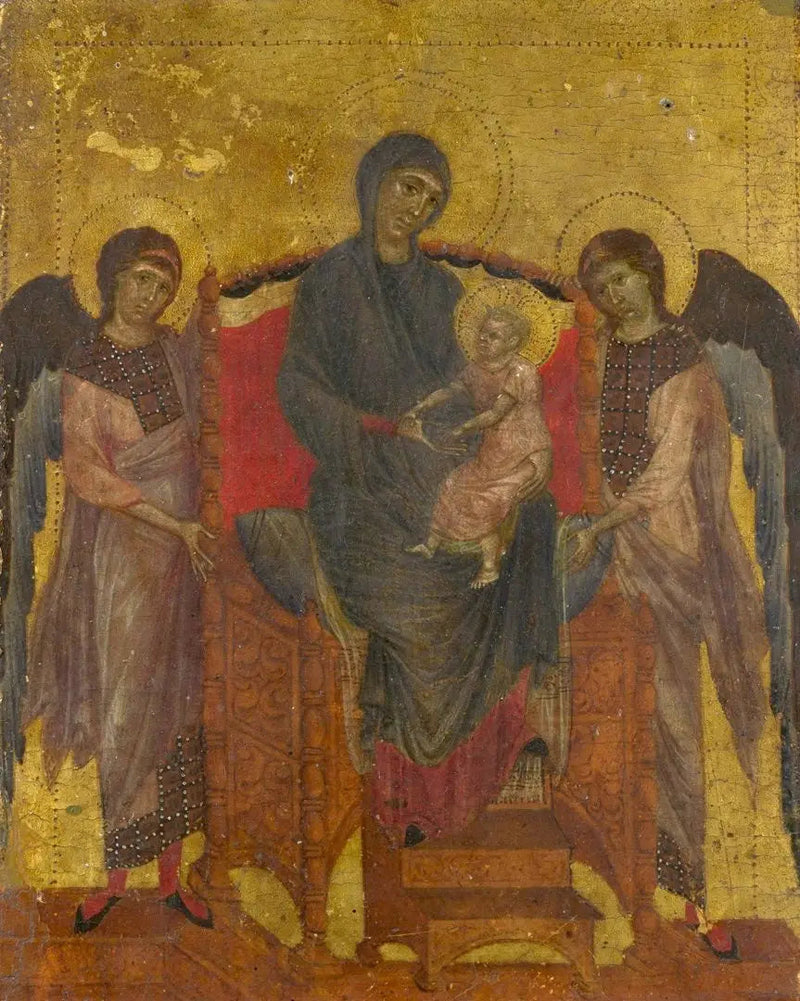 Дева с Младенцем на троне, окруженная двумя ангелами - Cimabue