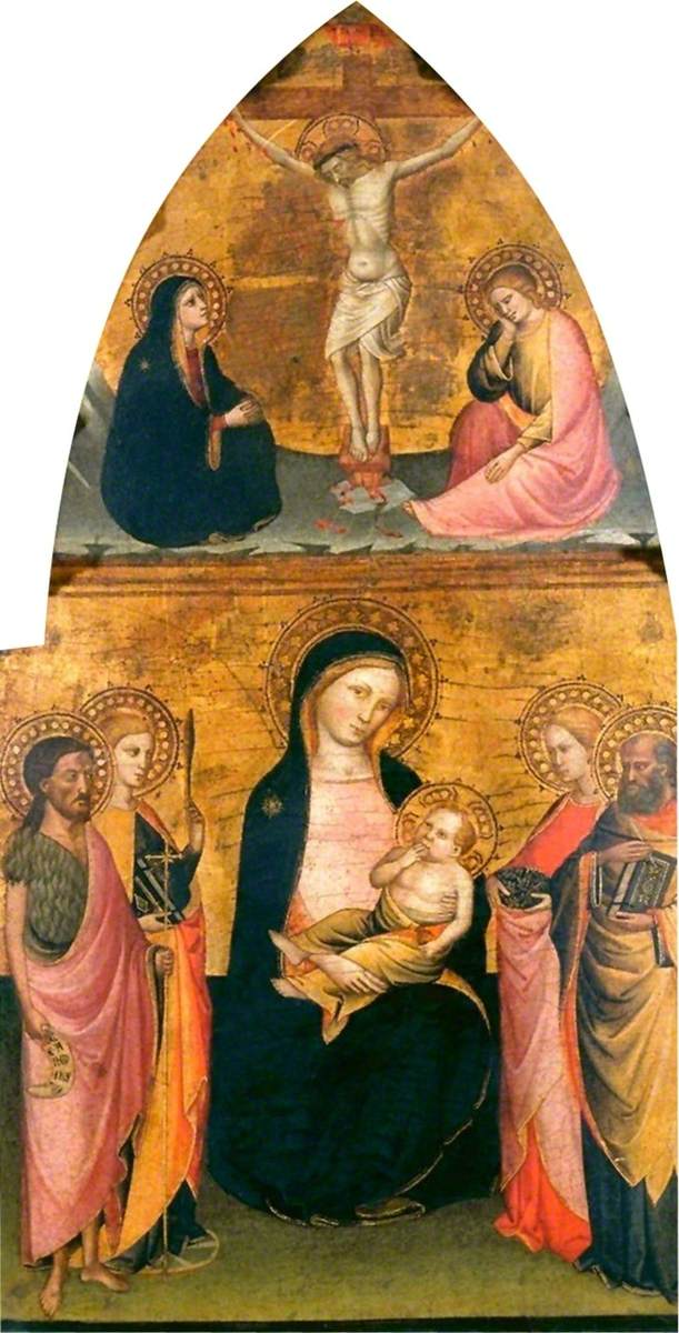 Vierge à l’Enfant avec quatre saints et le Christ crucifié - Jacopo di Cione - Alpha Reproduction