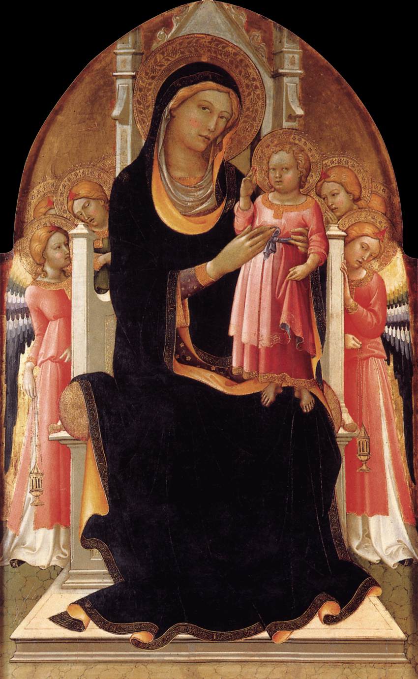 Vierge à l’Enfant sur le trône avec six anges - Lorenzo Monaco - Alpha Reproduction