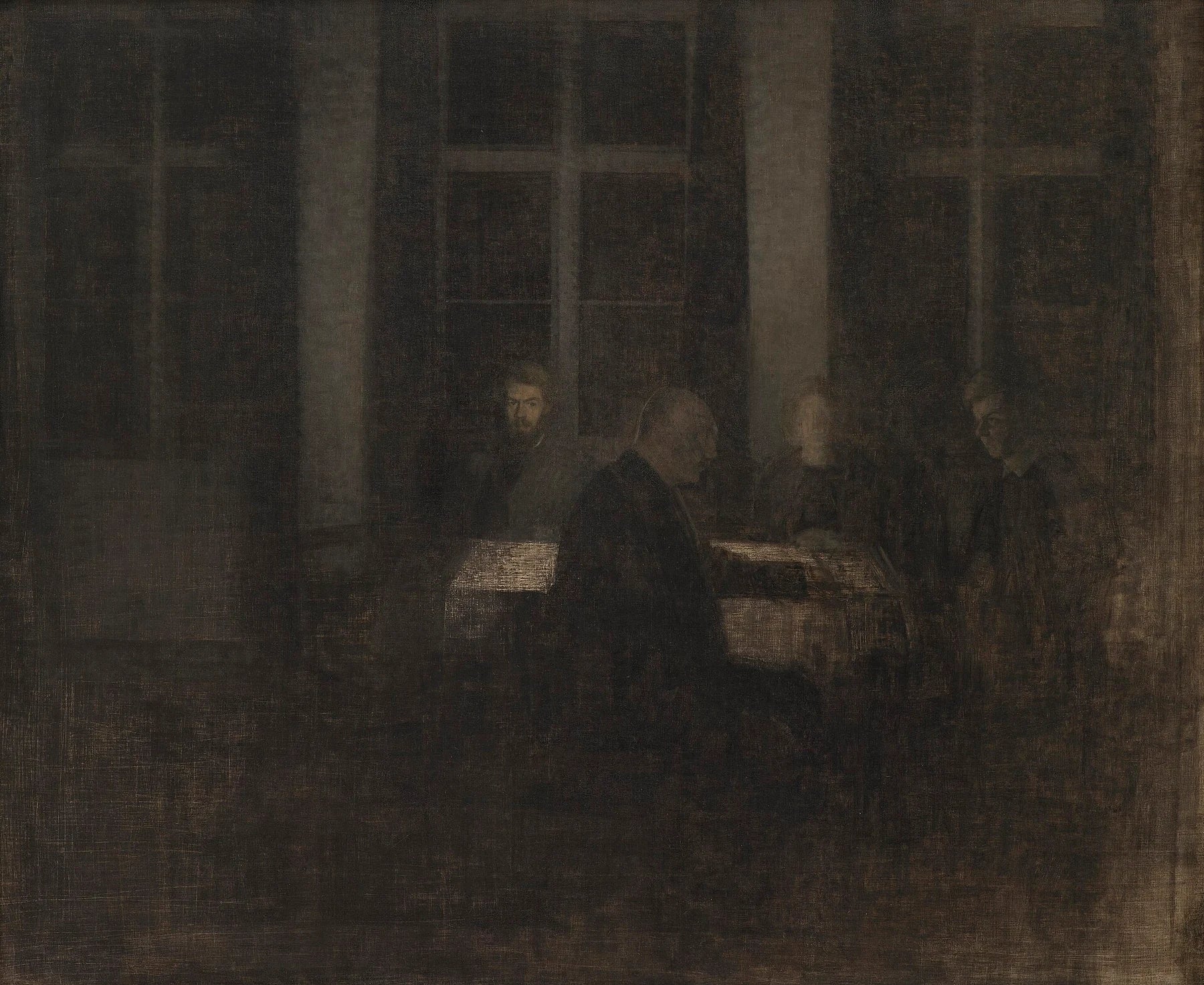Soir dans le salon, peinture de Vilhelm Hammershøi