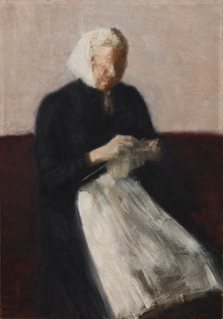Femme tricotant. La mère de l’artiste - Vilhelm Hammershøi