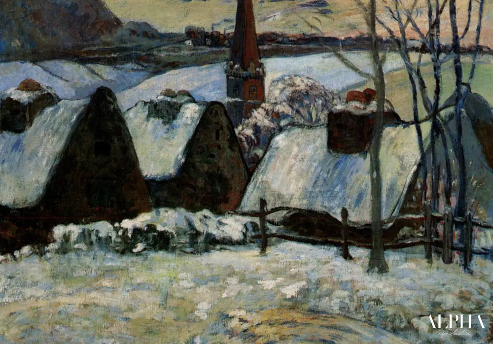 Village breton sous la neige - Paul Gauguin - Reproductions de tableaux et peintures haut de gamme