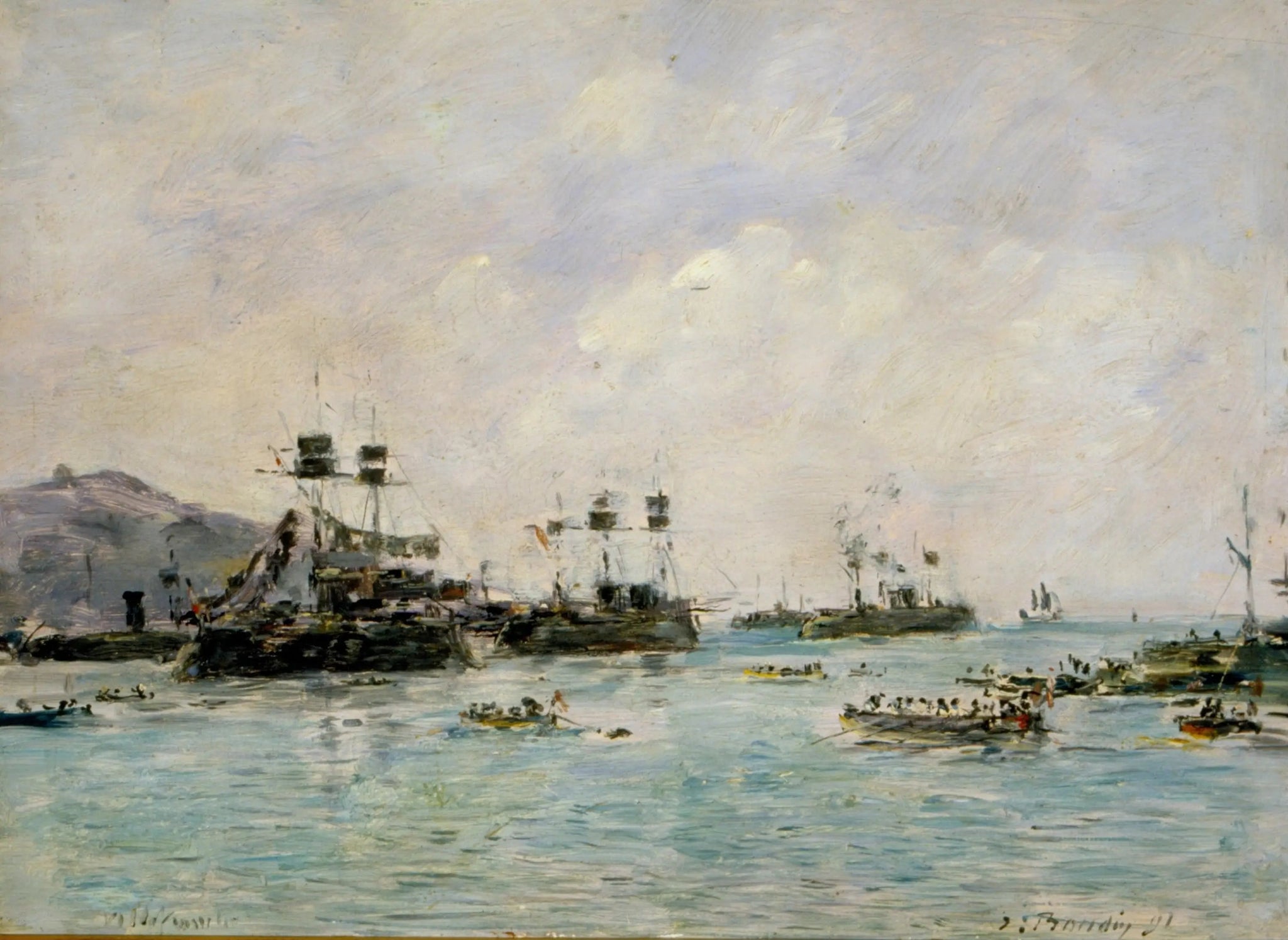Villefranche - navires de guerre - Eugène Boudin image 1 reproduction de peinture à l’huile