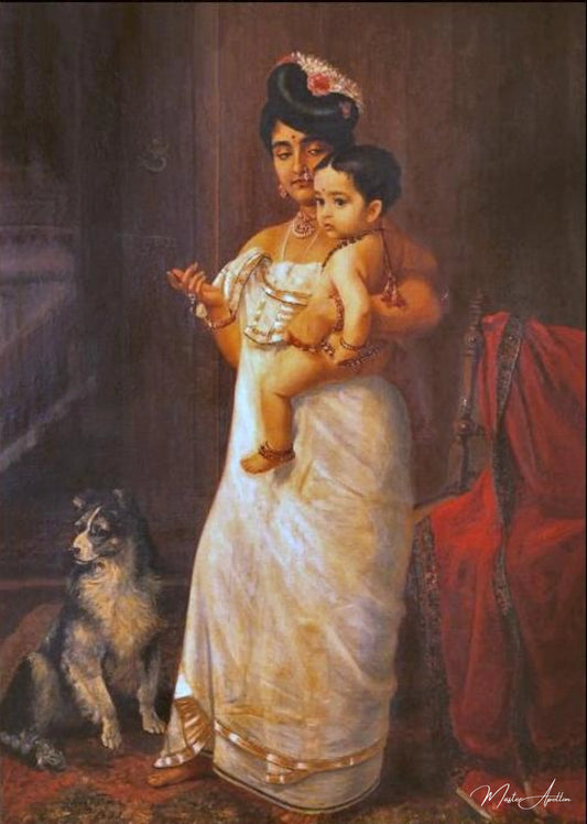 Voilà Papa qui arrive - Ravi Varmâ - Reproductions de tableaux et peintures haut de gamme