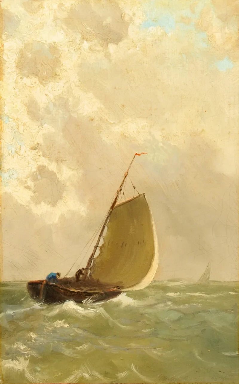 Парусник в штормовую морскую волну. - Michael Peter Ancher