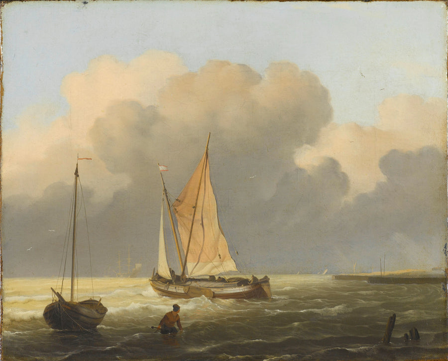 Vue côtière avec péniche - Ludolf Bakhuizen