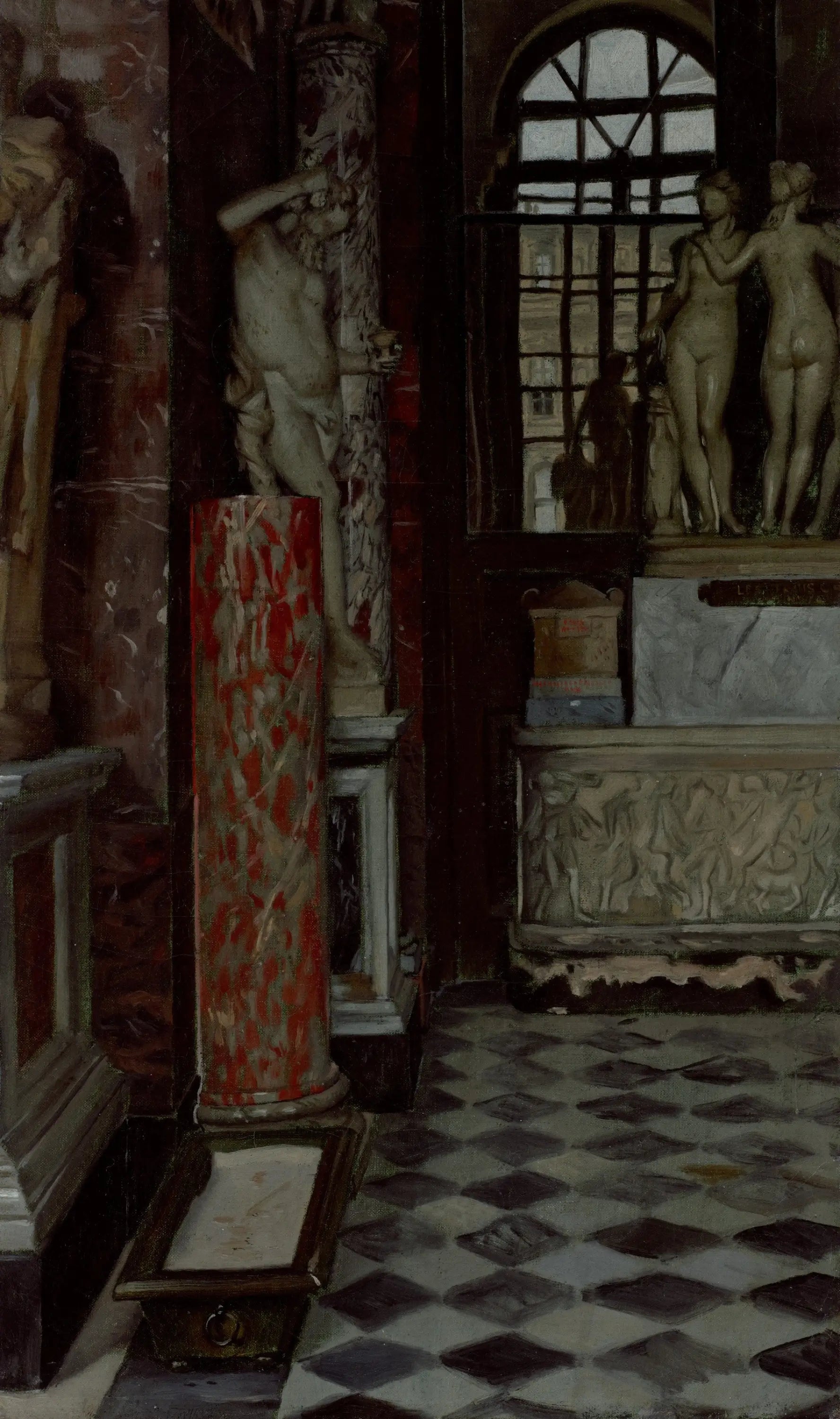 Vue d'une salle d'antiquités grecques, romaines et étrusques (salle n° 9) au Louvre - James Tissot image 1 copie peinte à la main à l’huile