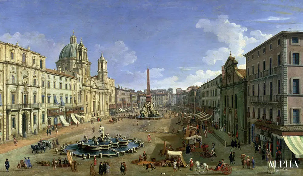 Vue de la Piazza Navona, Rome - Giovanni Antonio Canal - Reproductions de tableaux et peintures haut de gamme