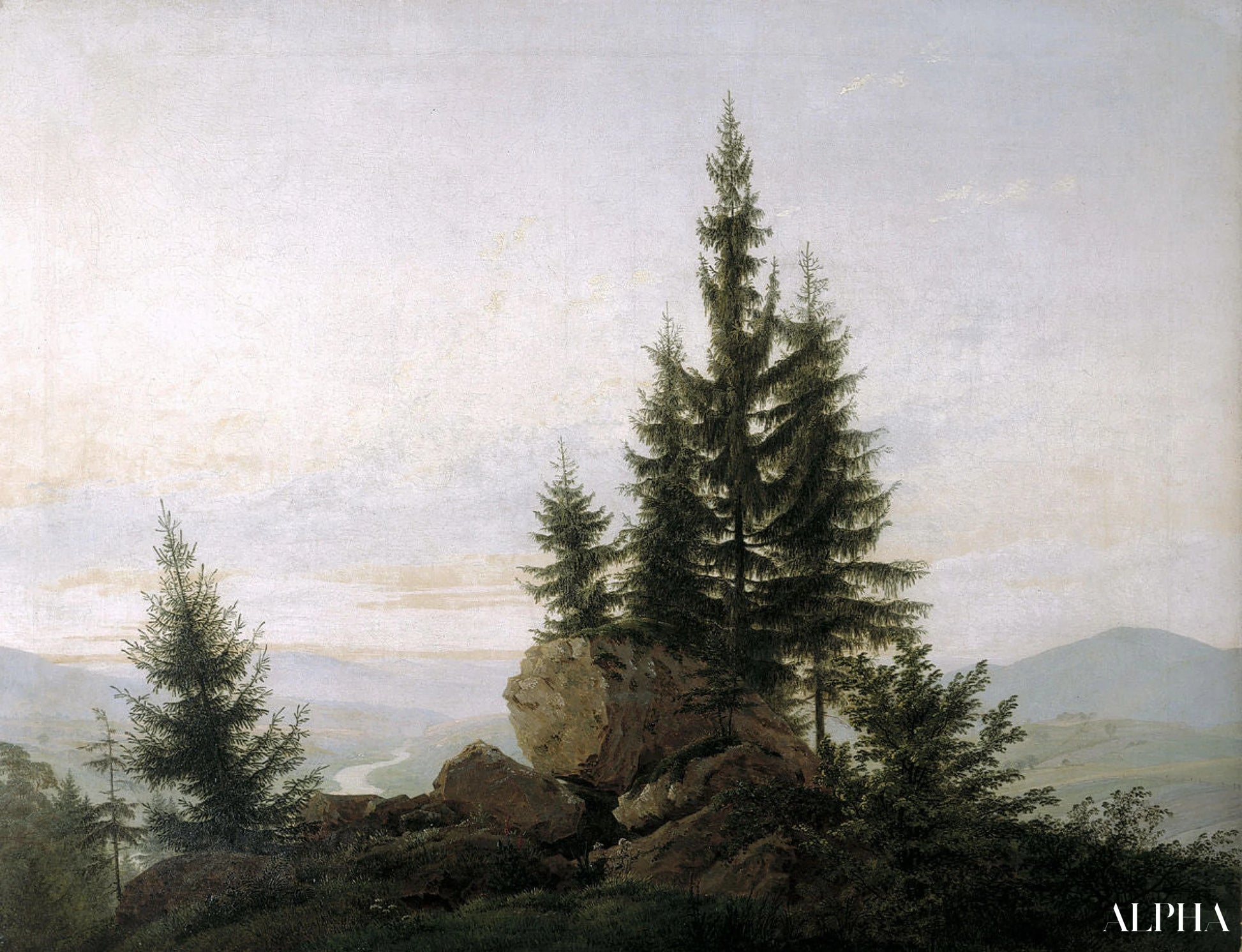 Reproduction du tableau « Vue de la vallée de l'Elbe - Caspar David Friedrich » par Alpha Reproduction en peinture à l’huile