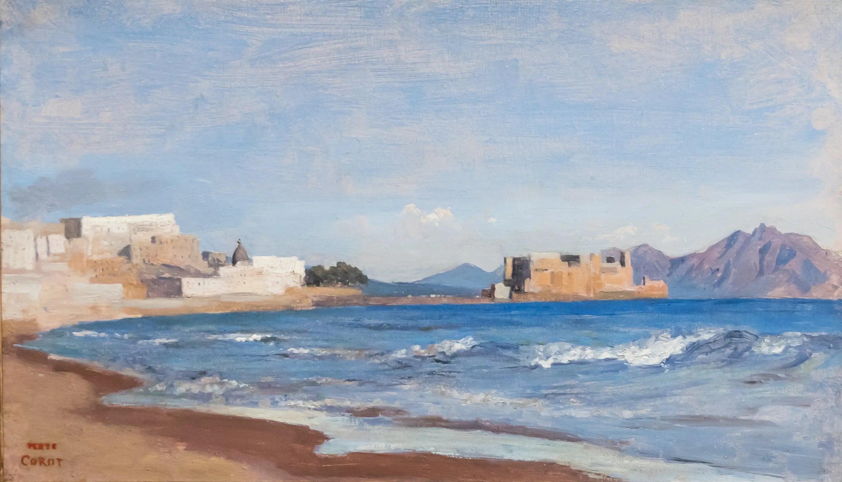 Vue de Naples - Jean-Baptiste Camille Corot image 1 copie peinte à la main à l’huile