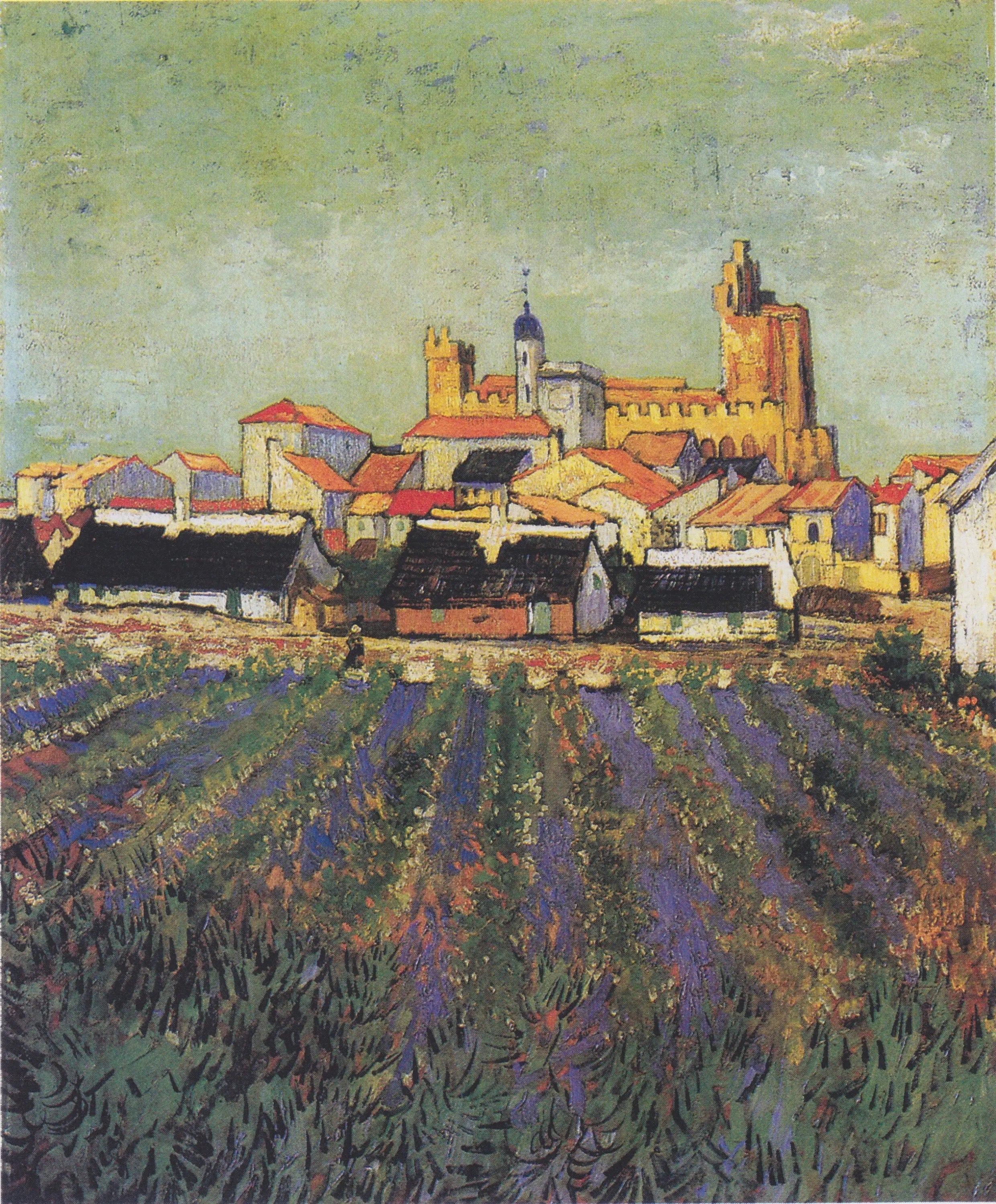 Reproduction du tableau « Vue des Saintes-Maries-de-la-Mer - Vincent van Gogh » par Alpha Reproduction en peinture à l’huile