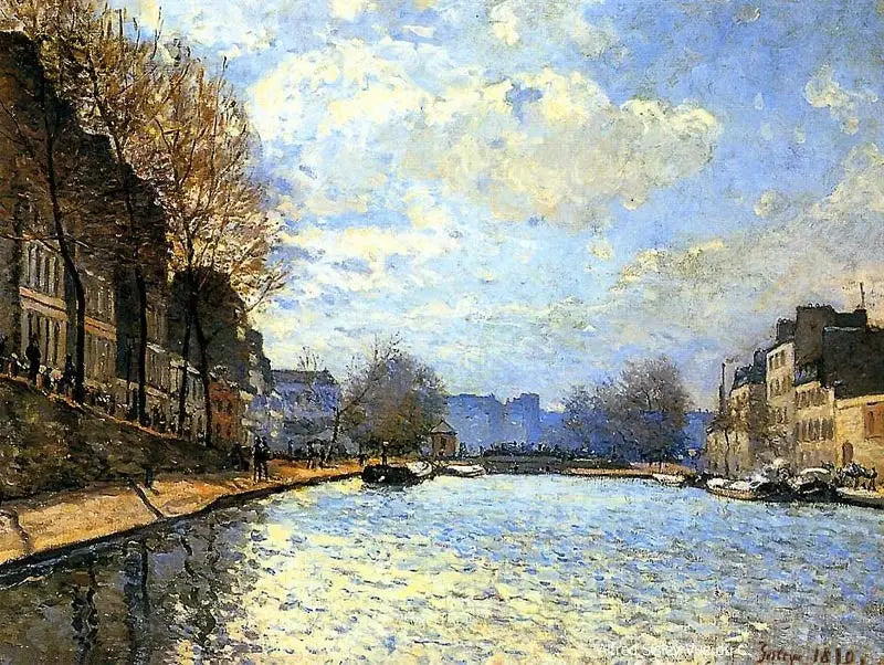 Vue du canal Saint-Martin - Alfred Sisley image 1 copie peinte à la main à l’huile