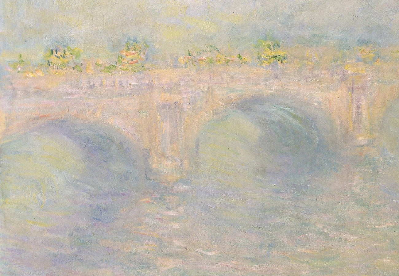 Détail de la rive gauche, du pont et des fumées dans Waterloo Bridge W1593